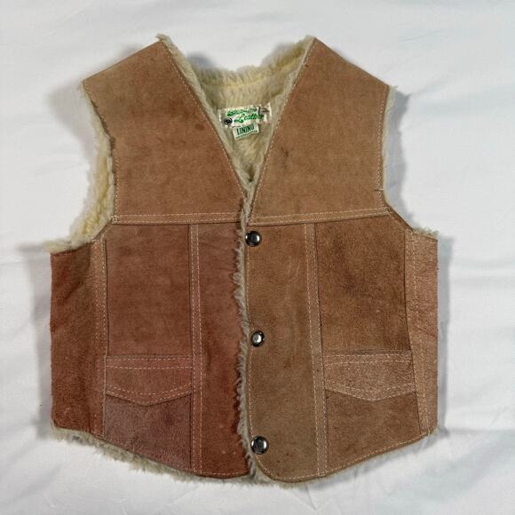 Vintage Other - Vintage genuine suede leather sherpa lined vest boys small/medium